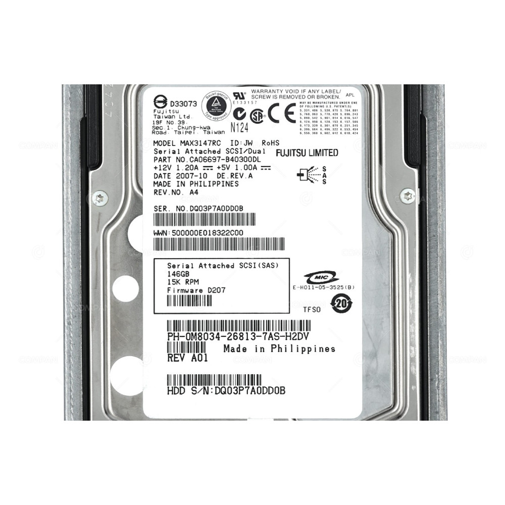 M8034 DELL HDD 146GB 15K SAS 3G 3.5" LFF HOT-SWAP